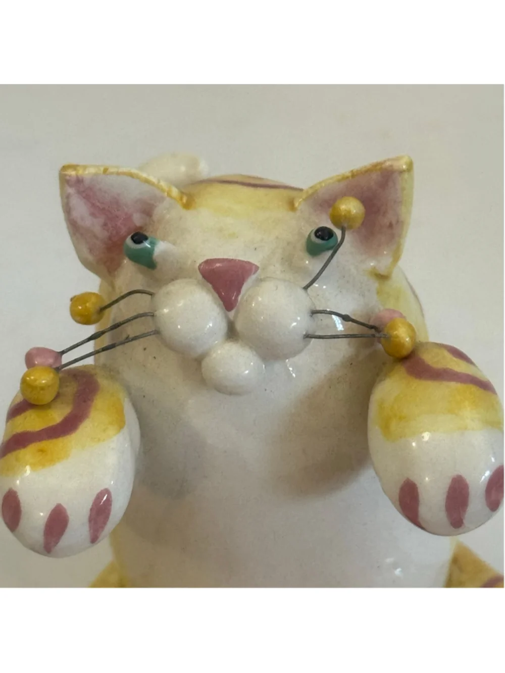 Vintage 1998 Lacombe Ceramic Cat Trinket Dish Whimsical Folk Art Decor